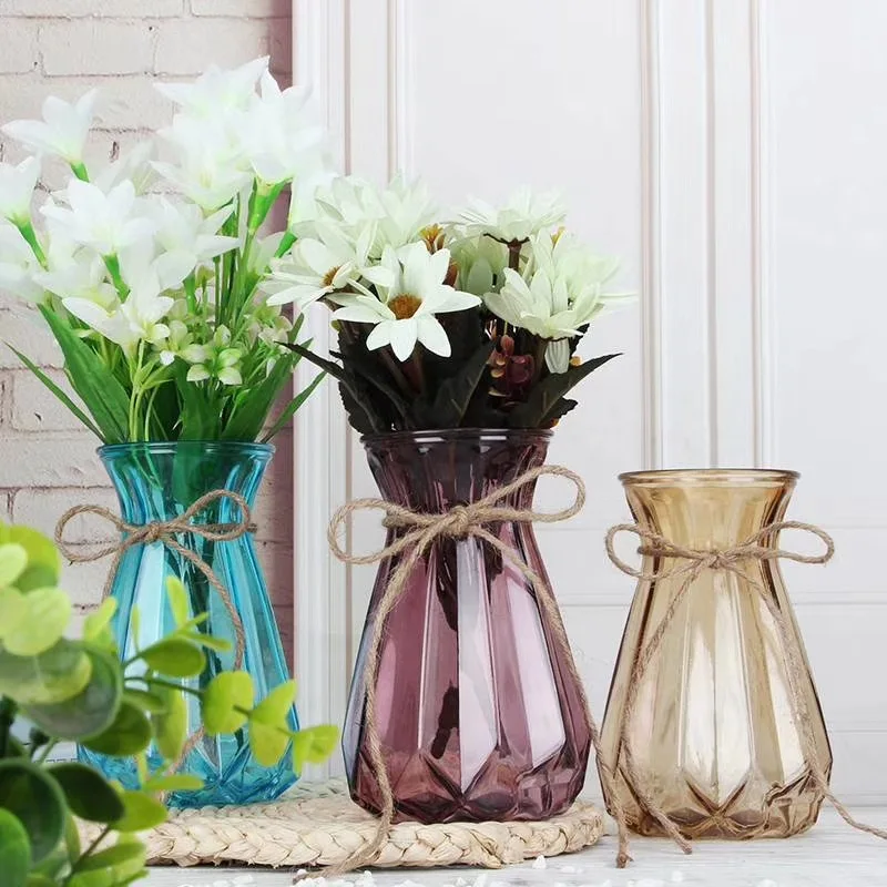 

Creative Home Decor European Glass Vase Transparent Hydroponic Bottle Flower Flower Color Origami Vase Living Room Decoration