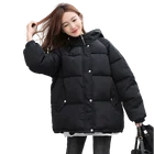 Женская куртка-бомбер с капюшоном, зимняя Свободная куртка оверсайз из хлопка, 2021