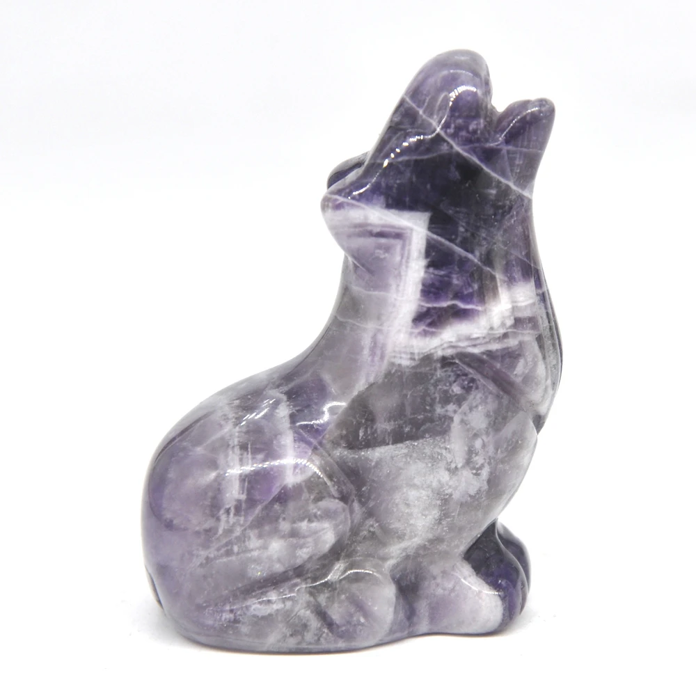 2 дюйма статуя волка натуральный камень аметист резное украшение для дома