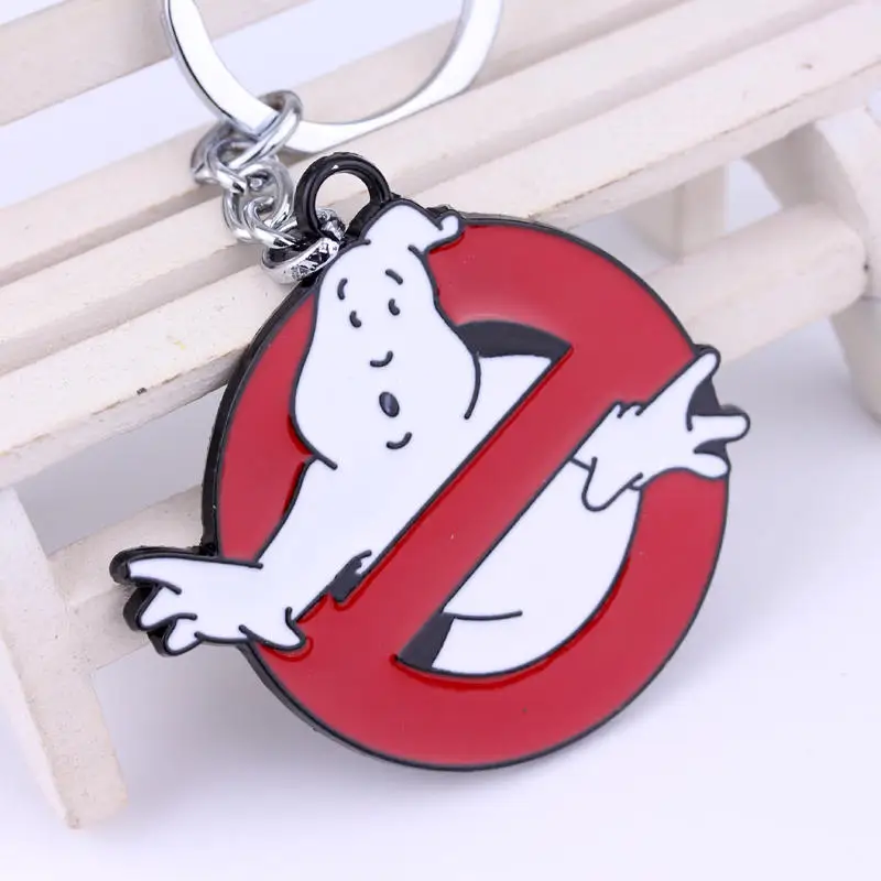 

Movie Ghostbusters Keychain Jewelry Red Ghostbuster Death Squads Shape Pendant Enamel Keyring Key Chain Gift Chaveiro for Friend