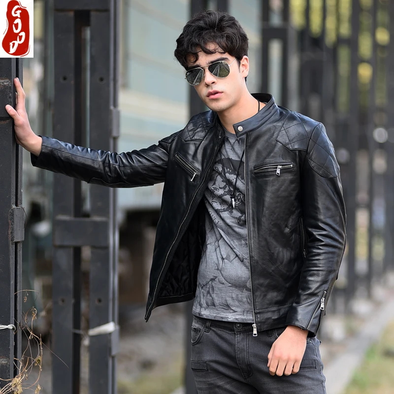 

Winter Spring Genuine Leather Jacket Men 100% Natural Real Sheepskin Coat Autumn Streetwear Moto Biker Leather Coats 3154