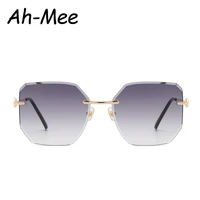 retro cat euye sunglasses women brand designer fashion rimless gradient sun glasses shades cutting lens ladies eyeglasses
