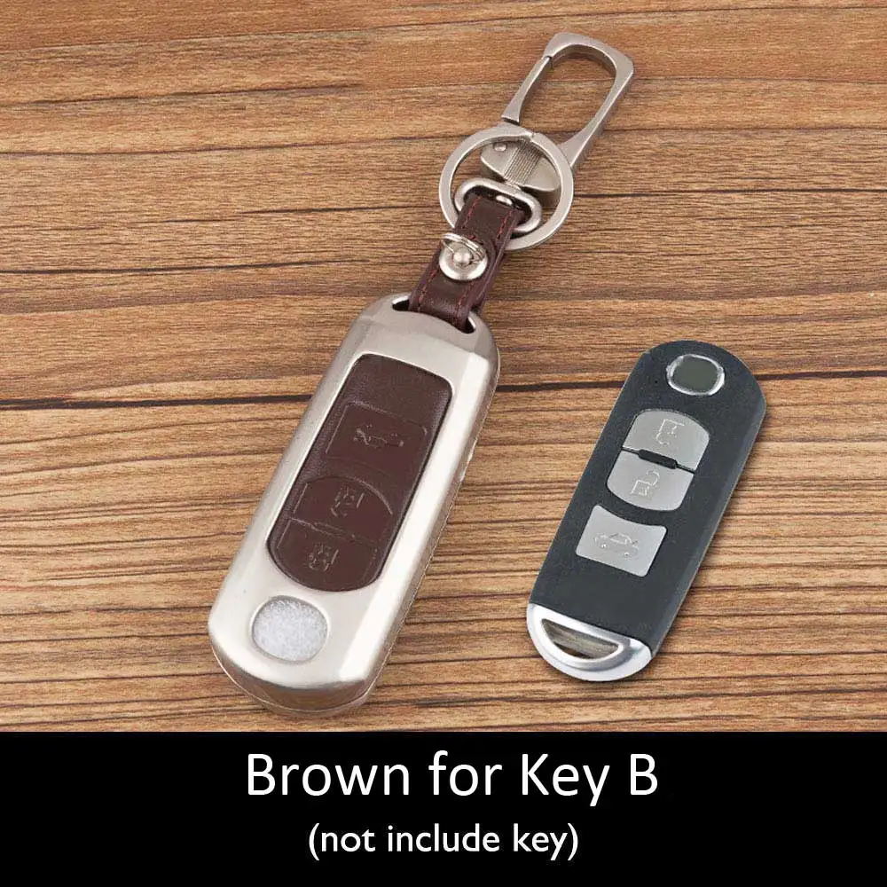 

Zinc Alloy+Leather Car Key Case For Mazda CX-5 CX-7 3 5 6 M2 M3 M5 M6 Demio Axela Premacy Atenza Keychain Remote Fob Shell Cover