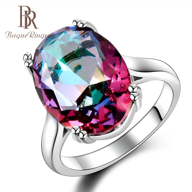 Bague Ringen, 6 цветов, овальное кольцо с камнями для женщин, классическое серебро 925, ювелирное изделие, рубиновый аметист, аквамарин, сапфир, топаз, циркон