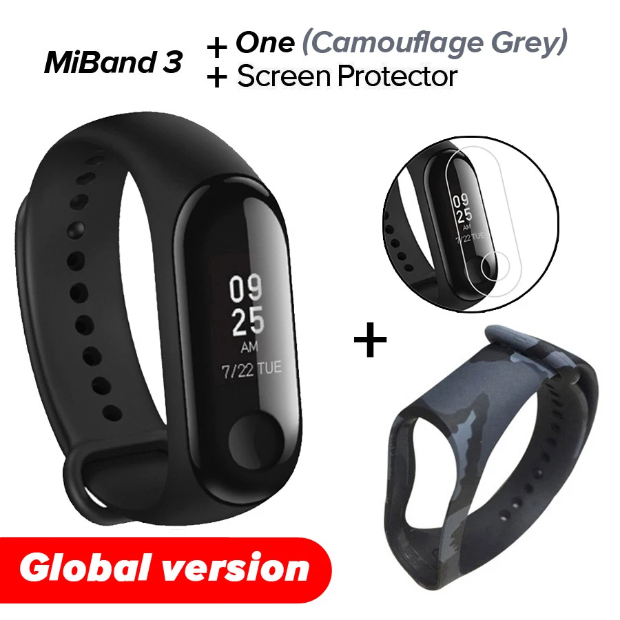 Xiao mi Band 3 mi band 3 фитнес-трекер пульсометр 0,78 ''OLED дисплей Bluetooth 4,2 для Android IOS - Цвет: Gb Cam Green N Film