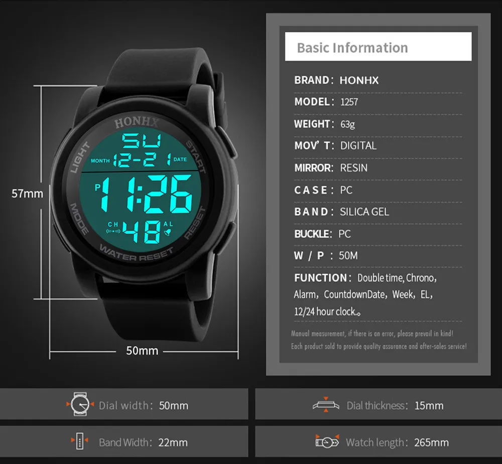 

Sport Fitness Men Watch Digital LED Display Waterproof Multifunction WristWatch Male Electronic Wrist Clock Zegarek meski