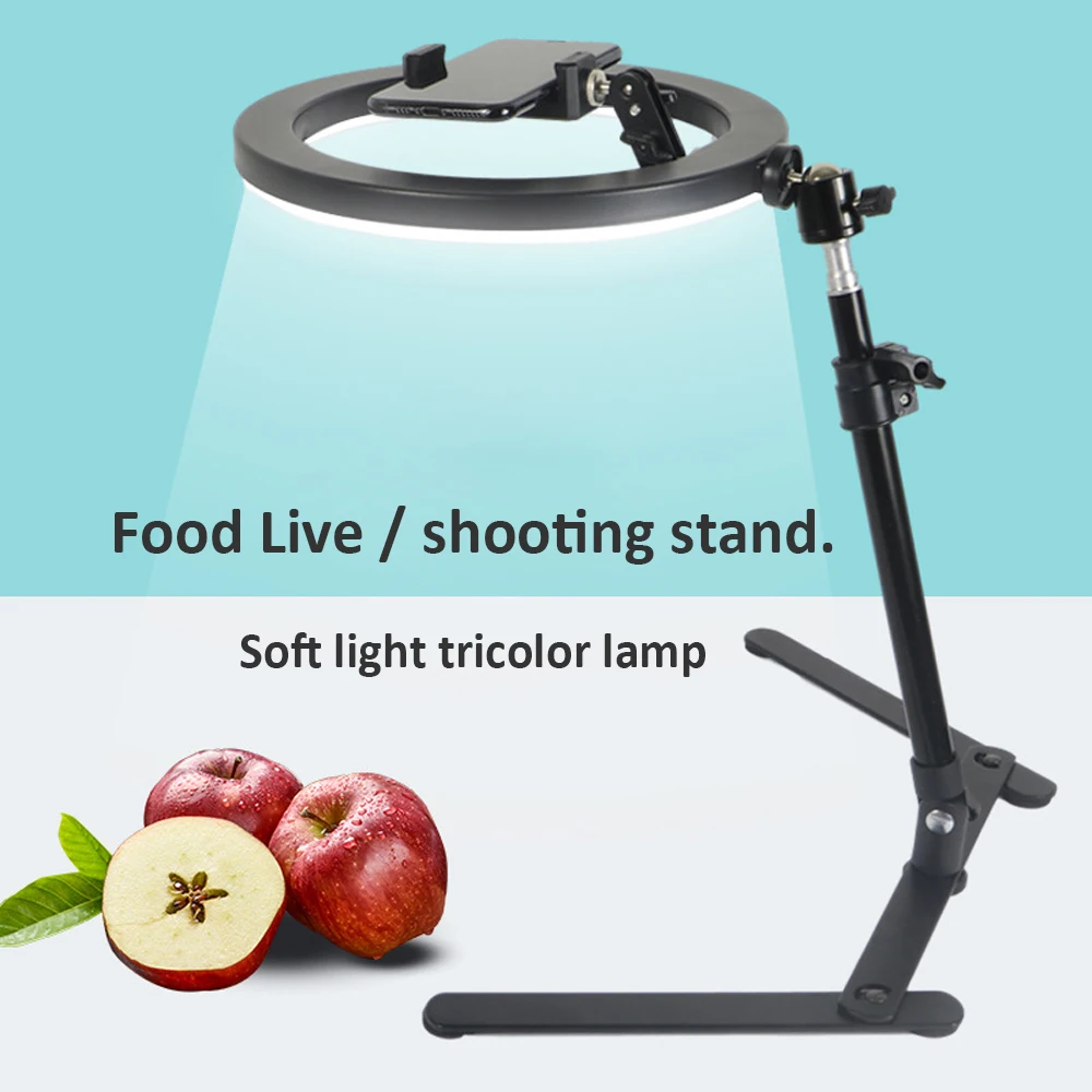 

Светодиодный кольцевой светильник с Настольный мобильный бум телефон съемки кронштейн заполняющий светильник подходит для Vlog фото и видео