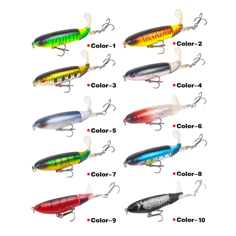 

1PCS Whopper Popper 13g 15g 35g Fishing Lure Propeller Surface Tractor Artificial Bait Hard Rotating Tail Fishing Tackle