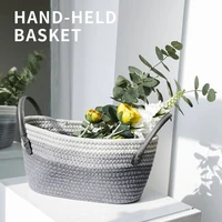 nordic style hand woven cotton organizer laundry basket toy basket cosmetics organizer desktop storage organizer storage box