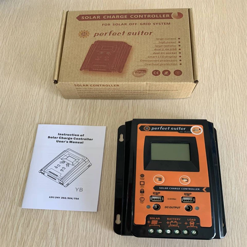 Контроллер Заряда MPPT Солнечный контроллер с ЖК-дисплеем Disaplay Dual USB 5V солнечная
