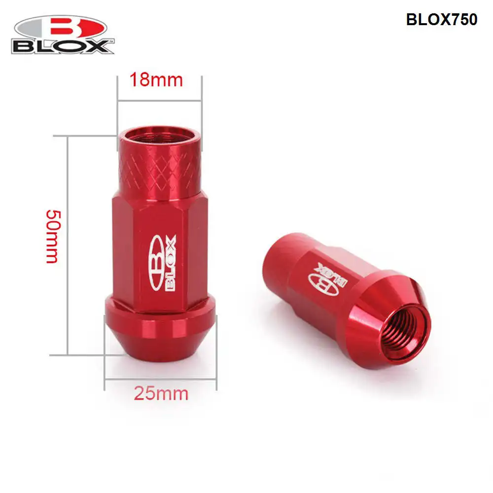 Кованые гайки для гоночного колеса Blox M12X1.25 / M12X1.5 L: 50 мм 20 шт. 7075|lug nuts|wheel lug nutsblox racing