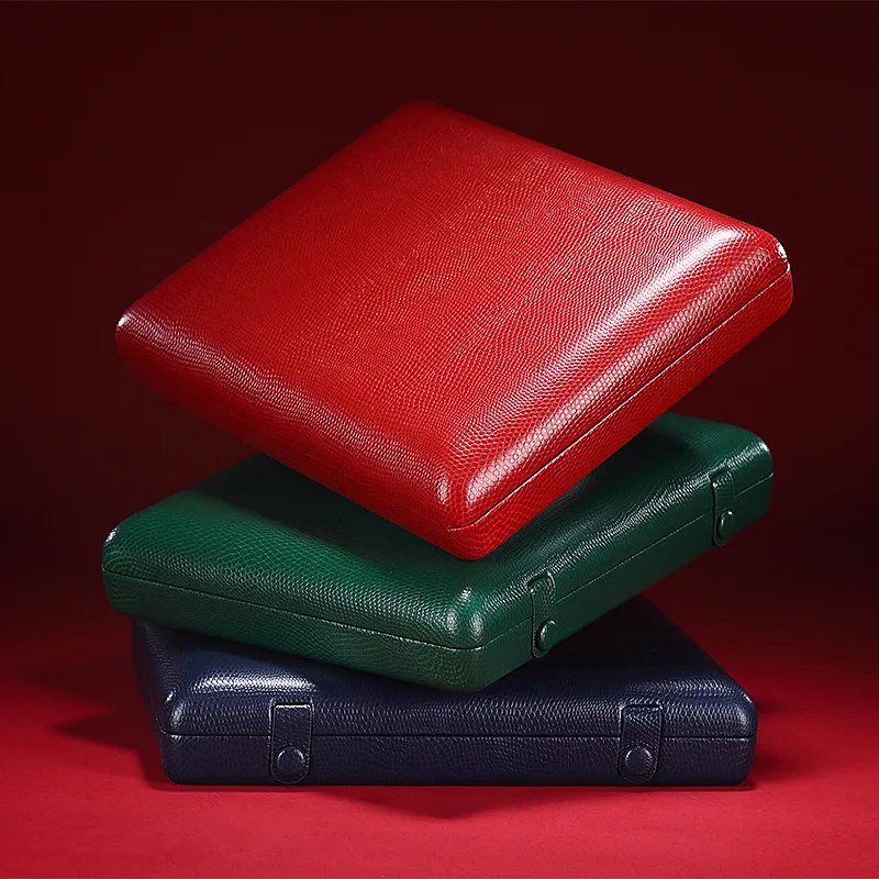 Jewelry storage leather box pendant ring clamshell double-breasted box jewelry display box can be customized