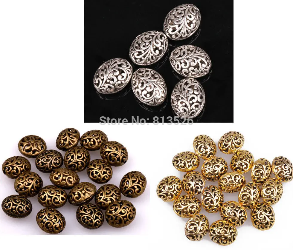 OMH оптовая продажа 10 шт. антикварные тибетские серебряные бусины в форме эллипса