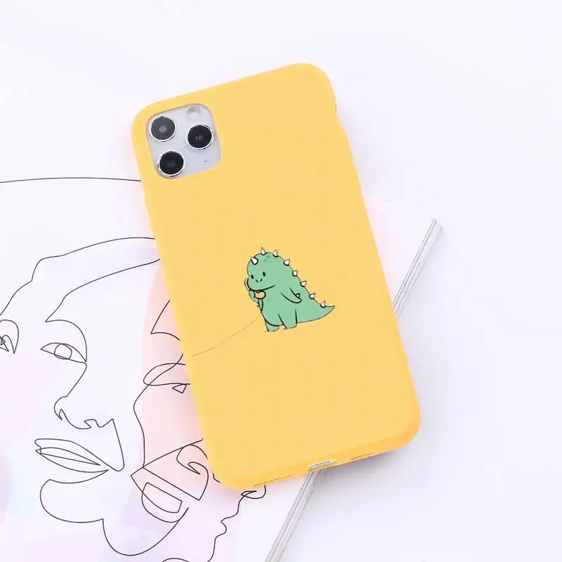 

dinosaur Cute cartoon animal luxury protective shell Phone Case Candy Color for iPhone 6 7 8 11 12 s mini pro X XS XR MAX Plus