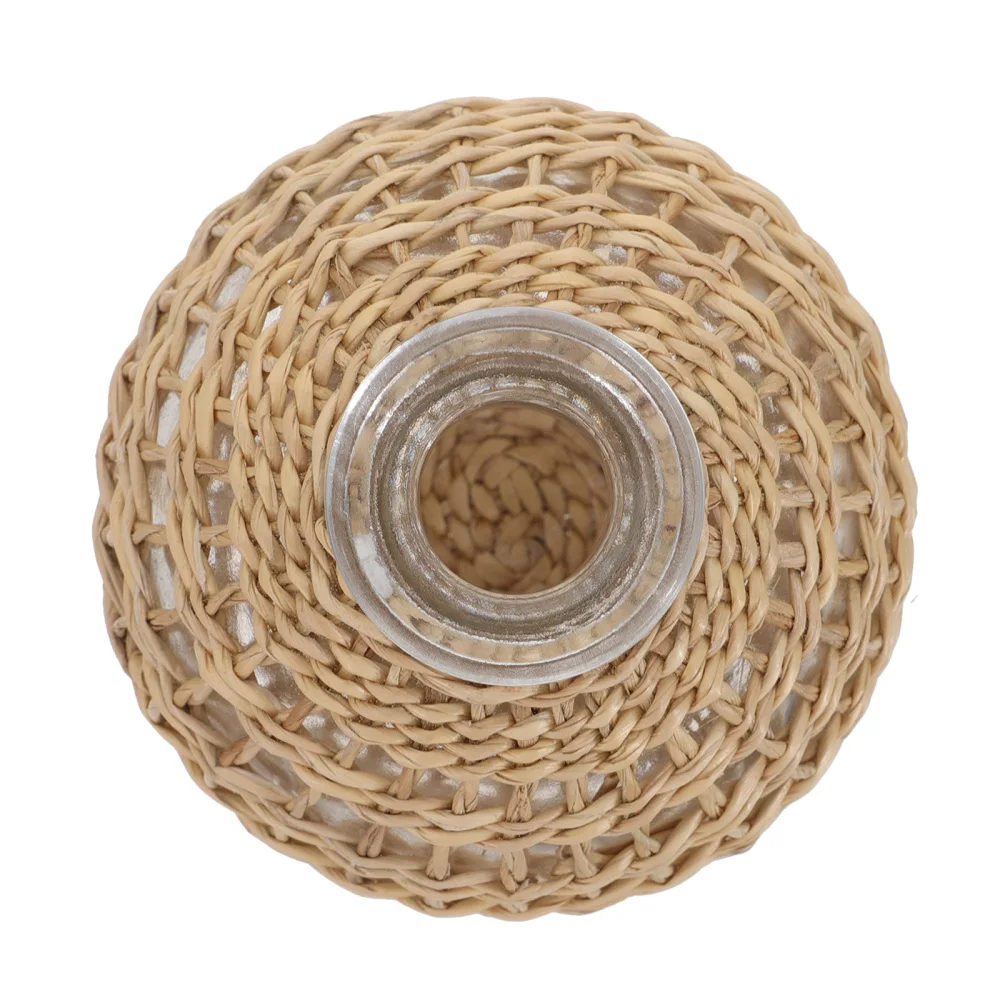 

1Pc Hand-woven Glass Aroma Bottle Natural Home Vase Adornment Light Brown