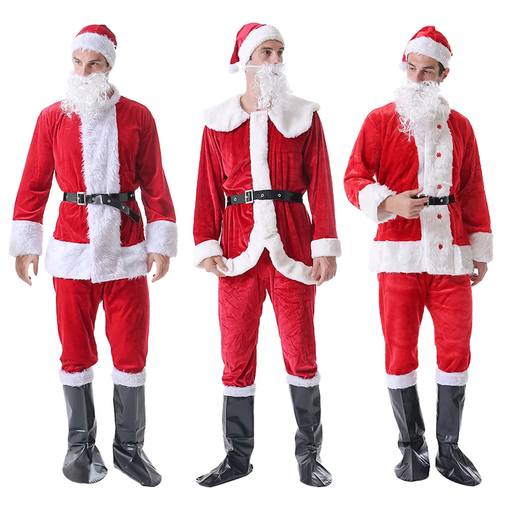 Костюм Санта Клауса из 6 предметов Рождественский костюм для костюмированной