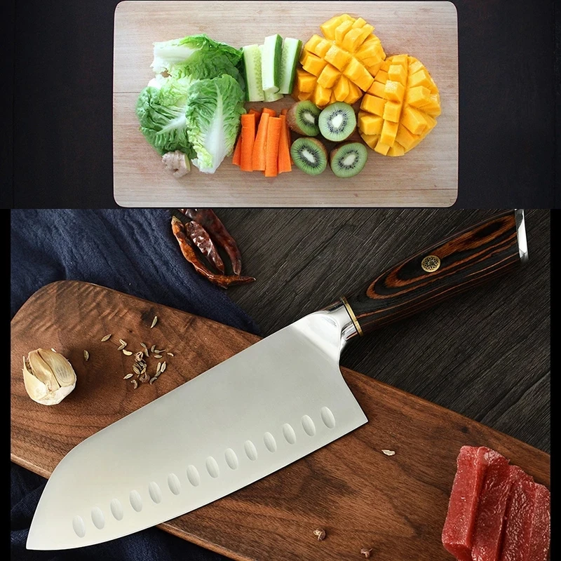 

Кованый нож шеф-повара, 7,5 дюйма, универсальные кухонные ножи из нержавеющей стали, кухонные ножи шеф-повара, слайсер для мяса и овощей, нож д...