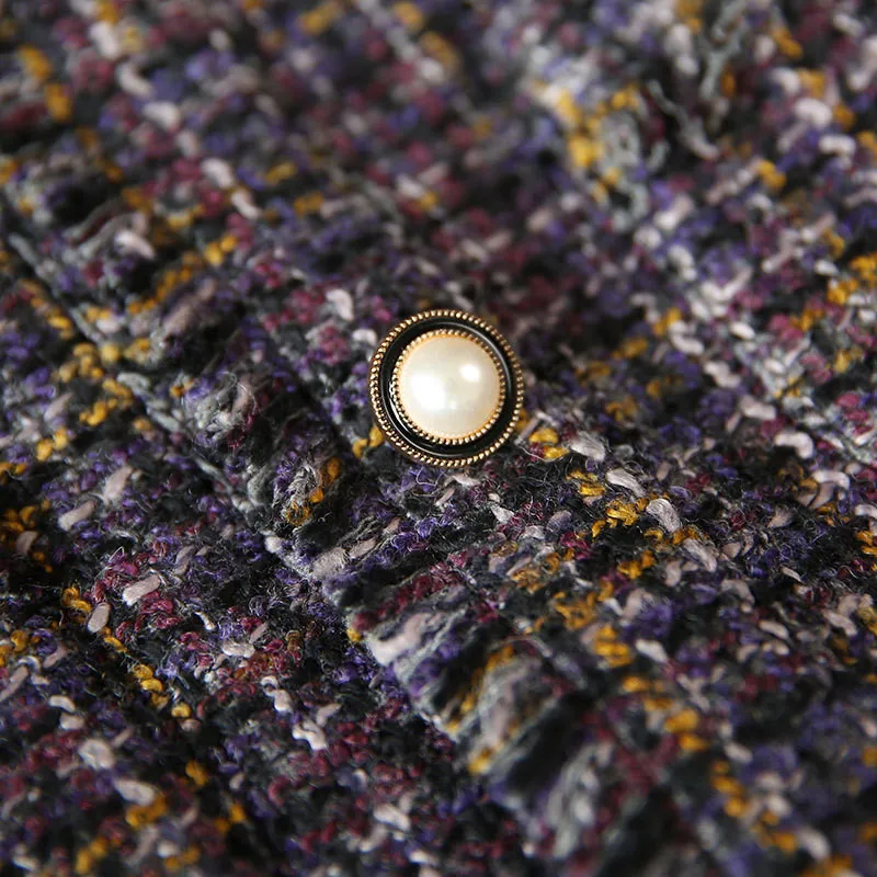 

Retro Little Fragrance Style European And American Autumn And Winter Women's Temperament Plaid Single-Breasted Jacket Women B007