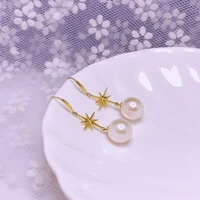 shilovem 18k yellow natural freshwater pearls drop earrings fine jewelry women trendy anniversary christmas gift yze9 9 5661zz