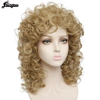 ebingoo 70s 80s disco hallween rocker wig short curly golden blonde synthetic wig for female mullet role play party