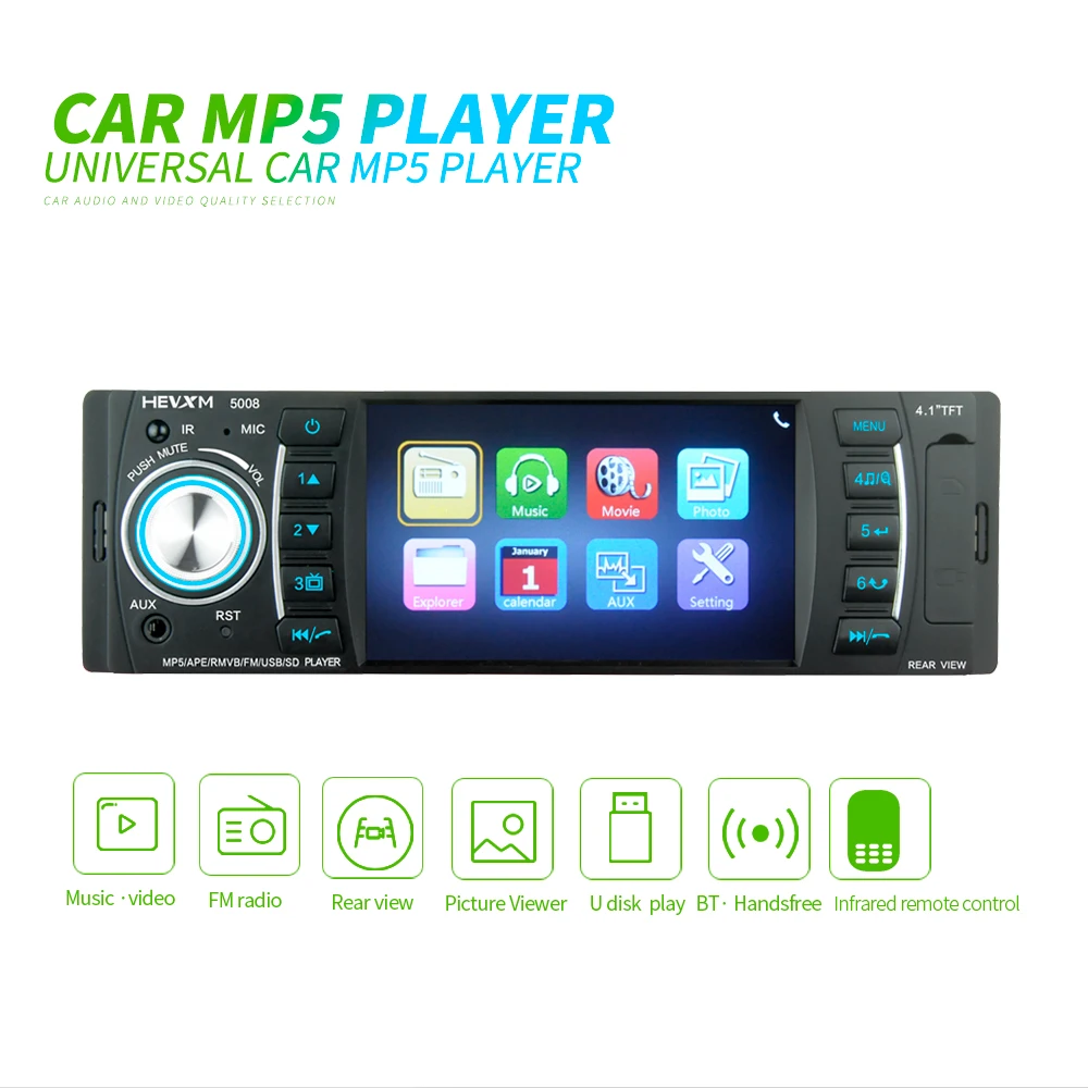 MP5 плеер с цифровым дисплеем 4 1 дюйма универсальный Bluetooth USB SD AUX FM радио MP3 MP4 аудио
