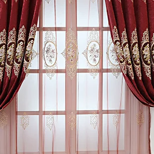 Шторы для гостиной столовой спальни скандинавский шениль роскошные красные