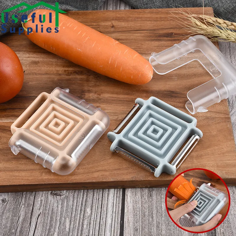 

Multifunctional Stainless Steel Peeler 3 Sided Knife Slice Plastic Knife Cover Creative Household Kitchen Vegetable Fast Grater