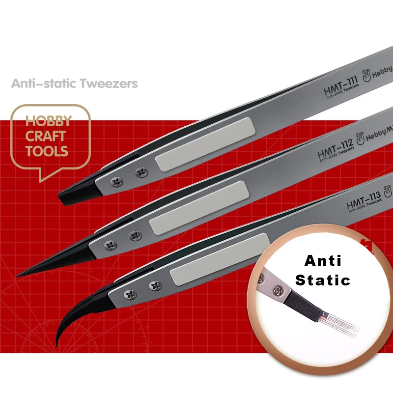 

HMT-111 Anti Static High Precision Decal Tweezers Plastic Military Model Kit Gundam Art Doll Handicraft Building Making Tool