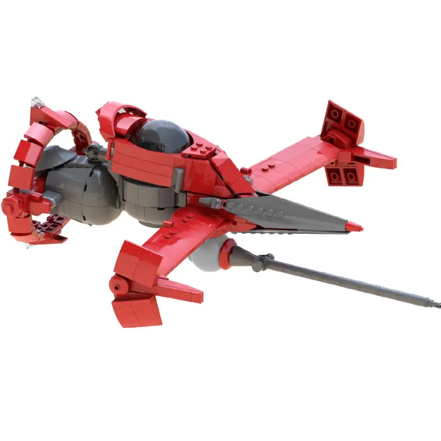 

MOC Building Block C7595 Space Cowboy Battle Airplane Wars Patrol Aircraft Kit Bricks Model Red Plane Toys For Children XmasGift