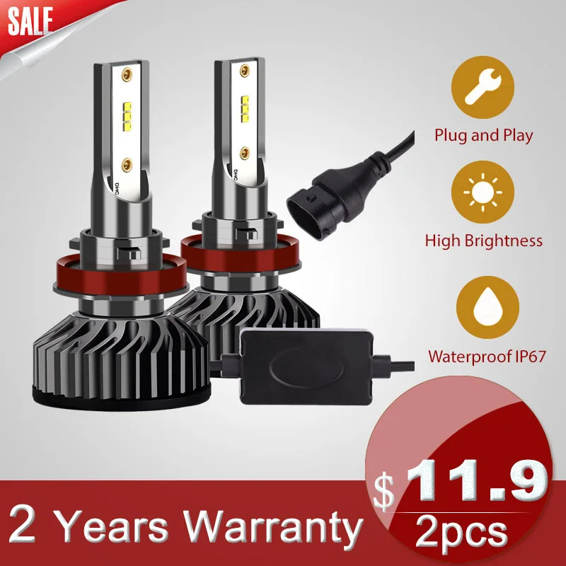 Hillpow супер Яркость H7 светодиодный H4 H1 H3 H13 9005 9006 880 HB3 HB4 H11 12v f2 зэс фары для