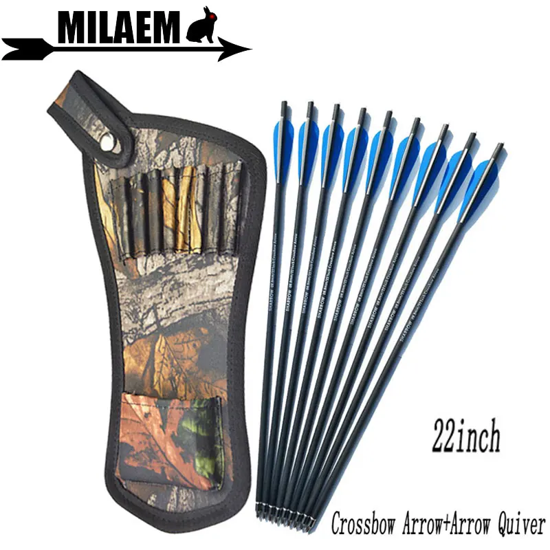 

6/12pcs 22inch Archery Crossbow Bolts Carbon Arrow Crossbow Arrow With Arrow Quiver Bag Rubber Vanes OD8.8mm Hunting Accessories