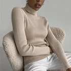 Базовая водолазка 2021, женские свитера, осенне-зимние топы, тонкий женский пуловер, эластичный вязаный свитер, джемпер, мягкий теплый свитер