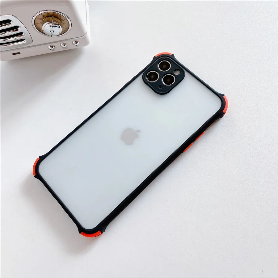 

For iPhone7P 8P 7 8 X XR xsmax 11 11PRO 11PROMAX 12/12pro mobile phone Simple four-corner collision protection case black