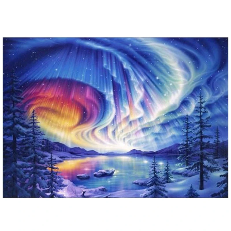 

DIY Diamond Painting Diamond Aurora Borealis Embroidery Round Resin Diamond Cross Stitch Home Wall Decor 30x40cm