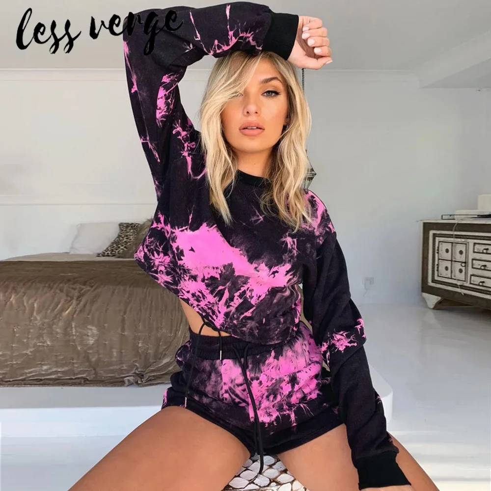 Lessverge осенне зимние черные толстовки комплекты из 2 предметов женские двух топ и