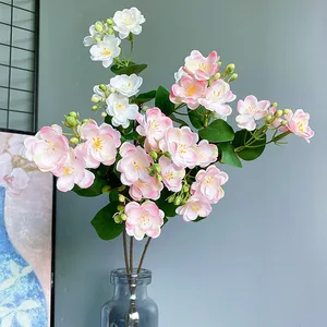 Цветочная ветка жасмина с искусственными листьями, шелковые искусственные цветы для дома, отеля, торгового центра