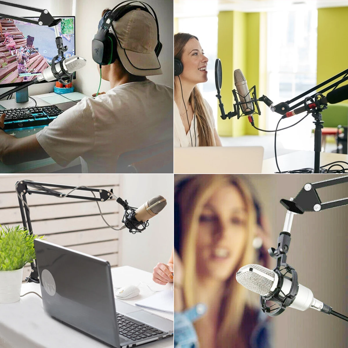 

Metal Microphone Stand Holder Foldable Adjustable Long Arm Table Mounting Clamp Tripod brazo microfono