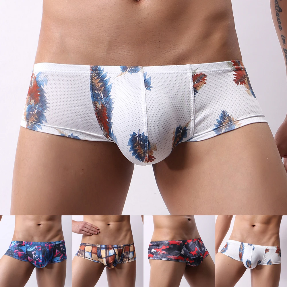 

WENYUJH Underwear Men's Sexy Lingerie Low Rise Boxers Underpants Comfortable Breathable Bikini Pouch Soft Male Panties New