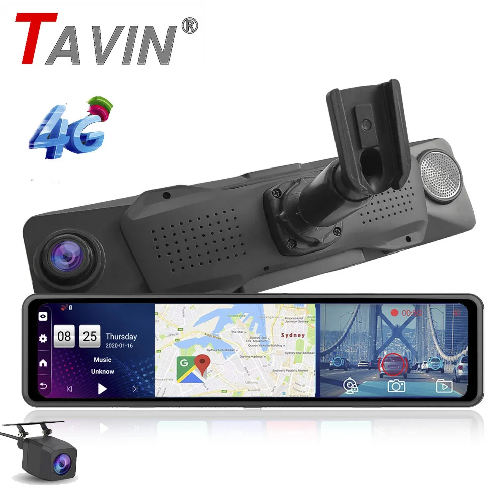 Автомобильный видеорегистратор на зеркало заднего вида 12 дюймов 4G Android 8 1 с