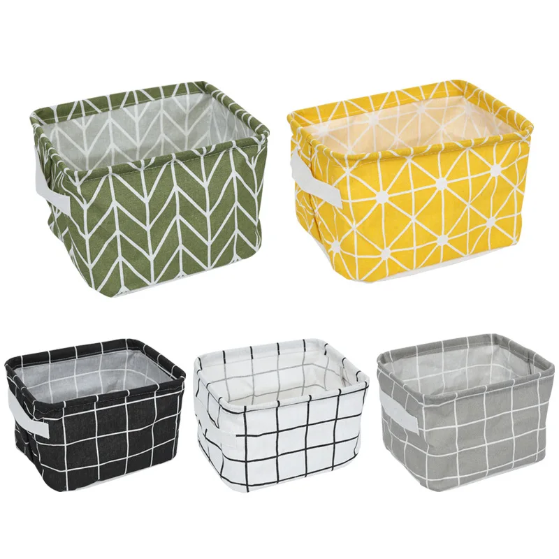 Решетчатая коробка для хранения в японском стиле из хлопко льняной ткани корзина