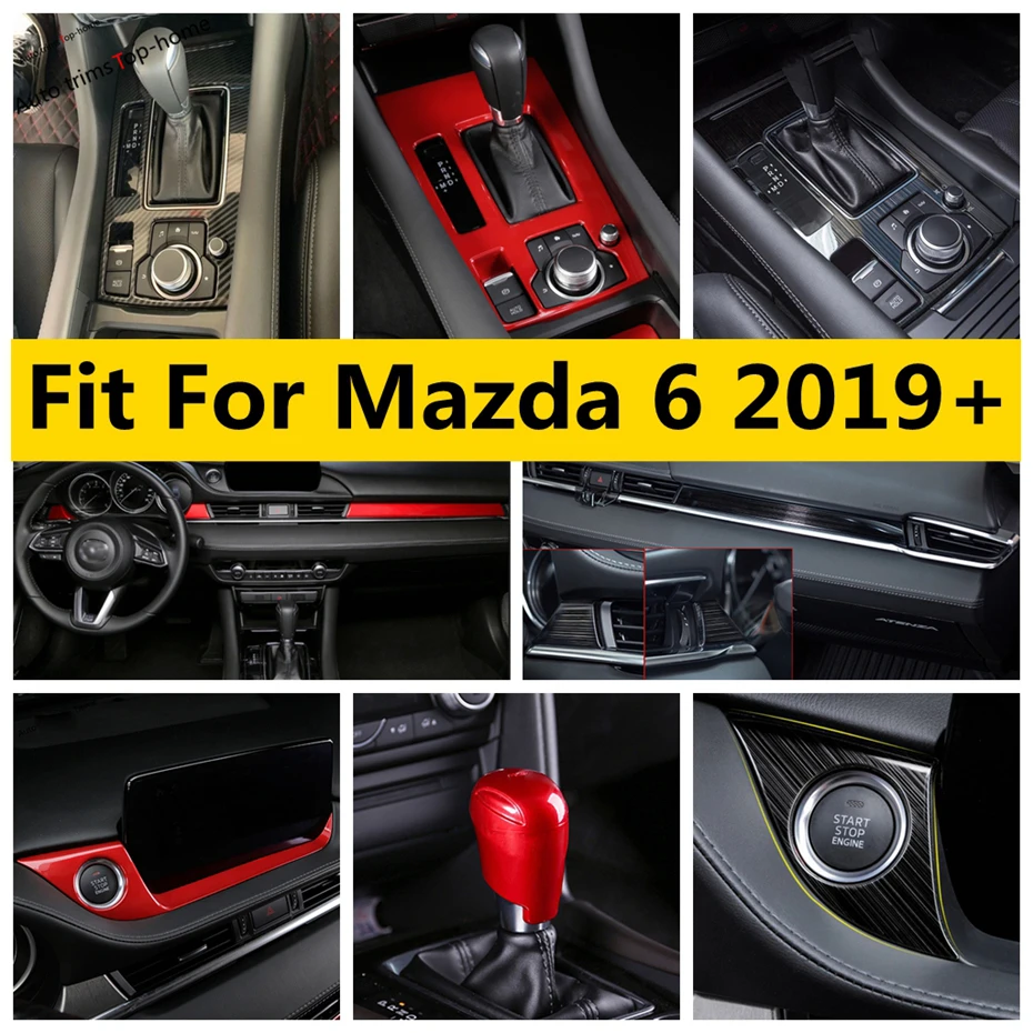 

Панель переключения передач, кнопка запуска и остановки, центральный пульт управления, полоса, крышка, отделка для Mazda 6 2019-2021, нержавеющая ст...