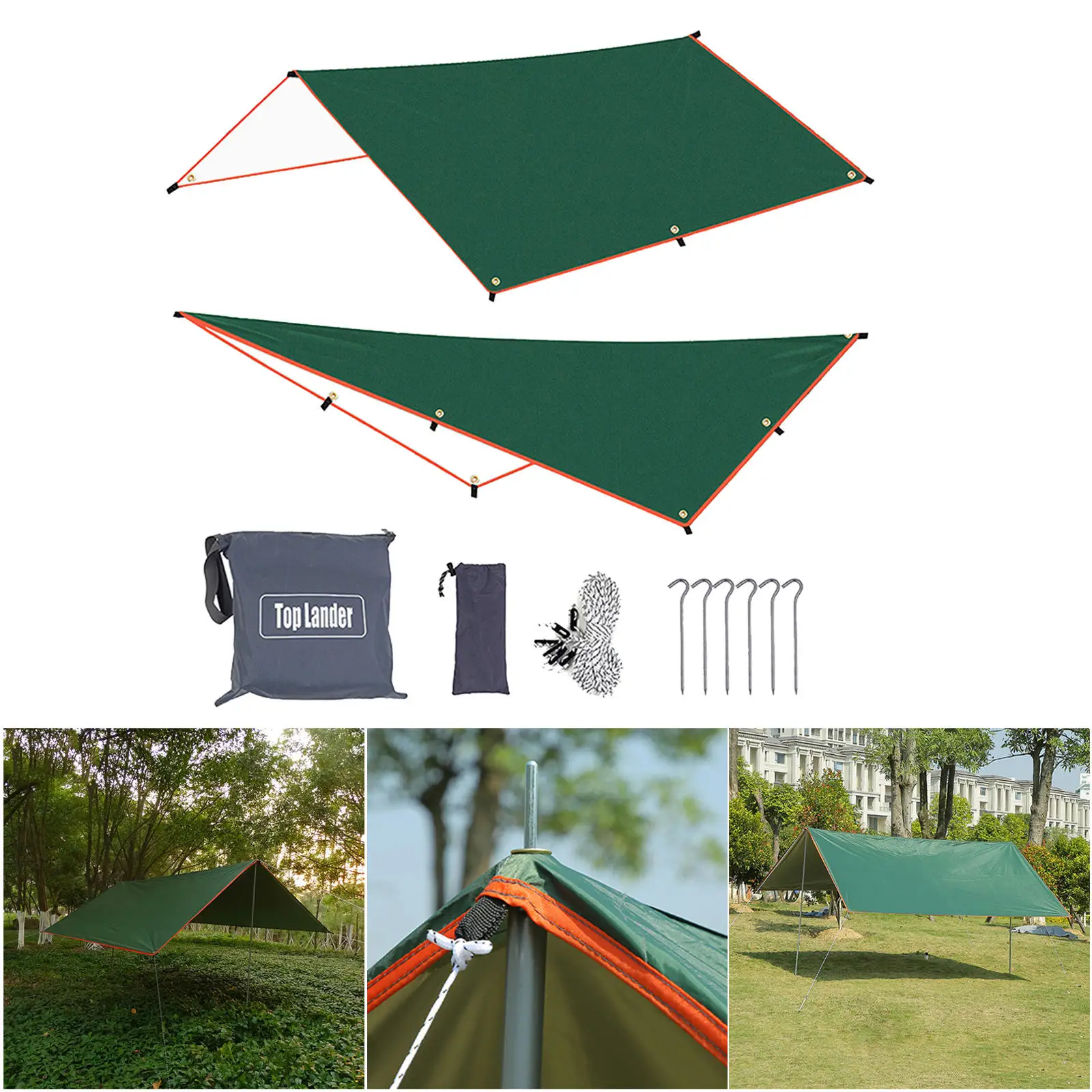 

Ripstop Tent Tarp Strong Fly Tent Tarpaulin Sunshade Shelter Outdoor Hiking Picnic Ground Cloth & Ropes Stakes