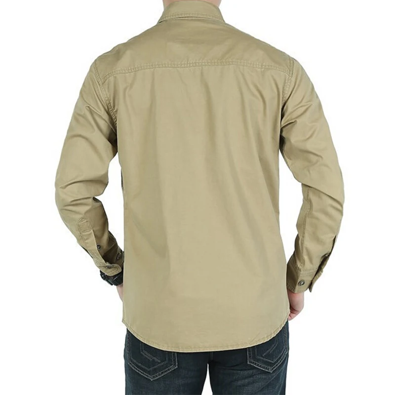 Мужские уличные рубашки с длинным рукавом весна-осень военные спортивные