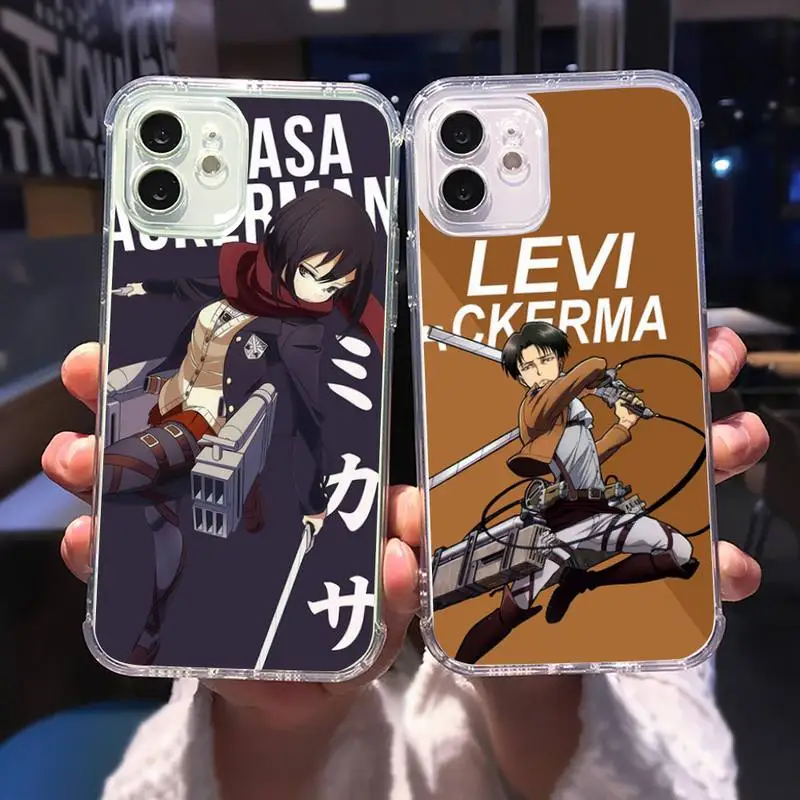 

Anime Attack On Titan Levi Ackerman Phone Case Transparent for iPhone 13 11 12 Samsung A S 9 10 30 Pro X Max XR Plus lite Clear