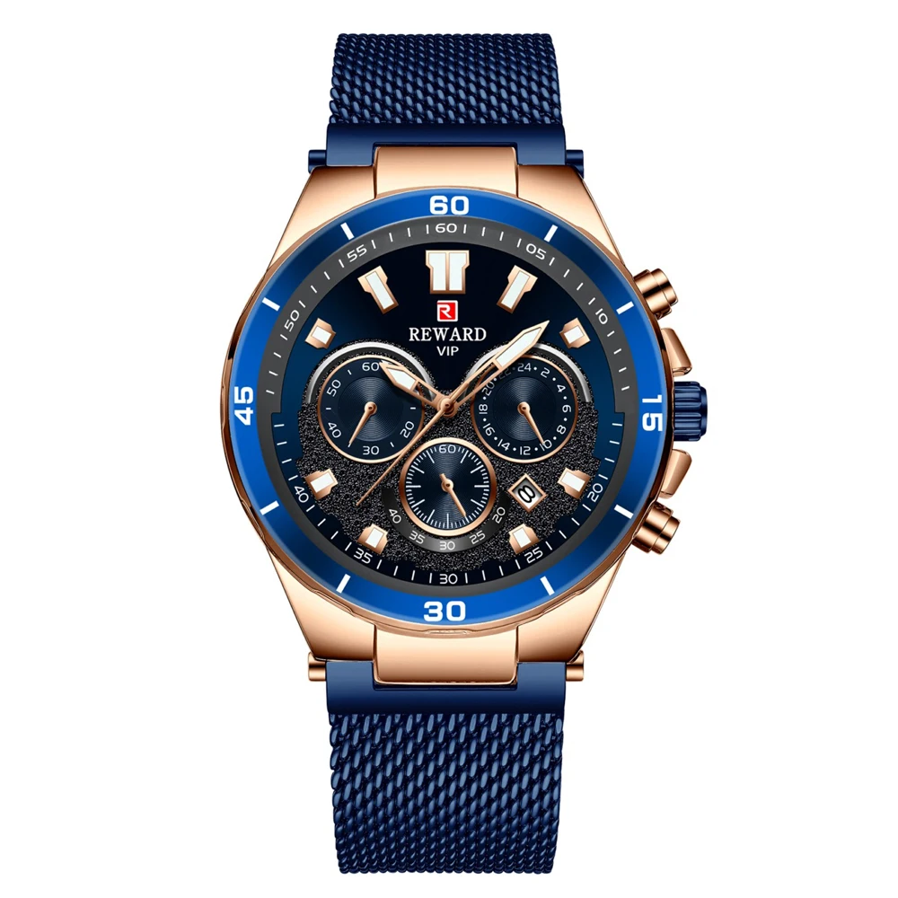 

Chronograph Men Watch Luxury Brand Blue Full Steel Business Quartz Watches Men Sport Military Wrist Watch Analog Quartz