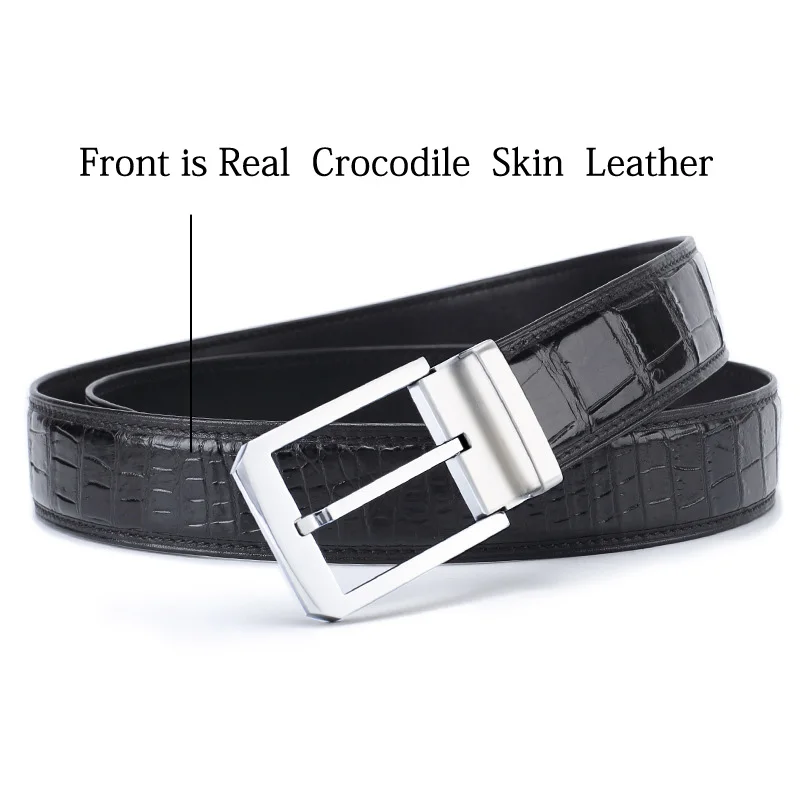 ремень мужской McParko Роскошный пояс из крокодиловой кожи натуральной деловой на