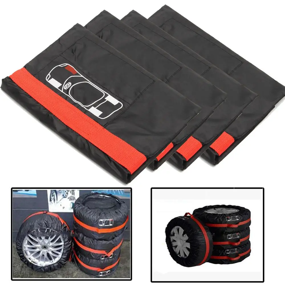 

Universal 4pcs S/L Car Spare Tire Cover Case Tires Storage Bag Carrier Auto Tyre Wheel Protector Dustproof Waterproof Anti-snow