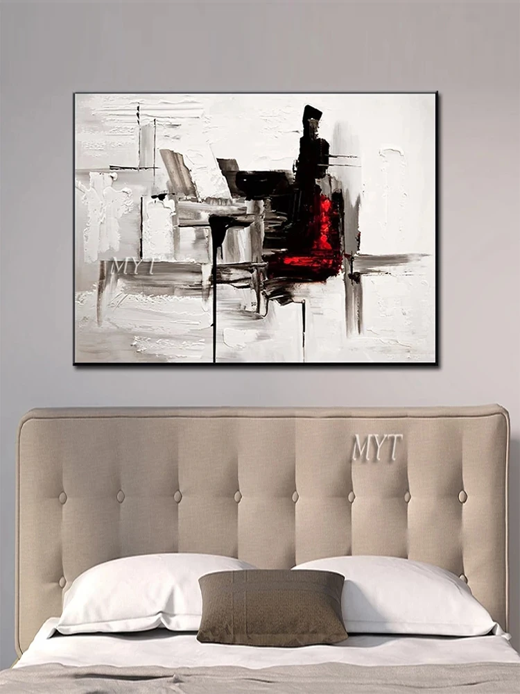 Черная Толстая текстурированная масляная живопись 100% ручная роспись настенное