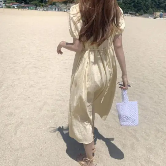 Женская летняя сексуальная длинная рубашка трапециевидного силуэта с v-образным