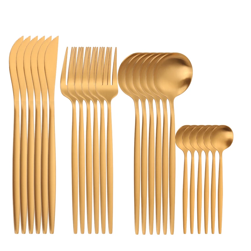 

Набор столовых приборов из нержавеющей стали матового золота, 24 шт.